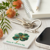 Happy St. Patrick’s Day Elegant Shamrock Sleutelhanger (Voorkant Rechts)