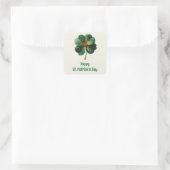 Happy St. Patrick’s Day Elegant Shamrock Vierkante Sticker (Tas)