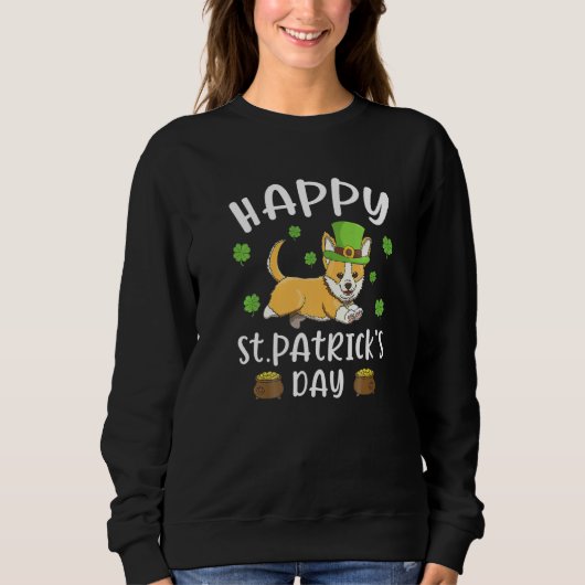 Happy St Patrick S Day Funy Saint Patricks Corgi D Trui (Voorkant)
