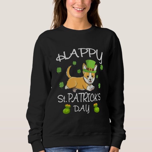 Happy St Patrick S Day Funy Saint Patricks Corgi D Trui (Voorkant)
