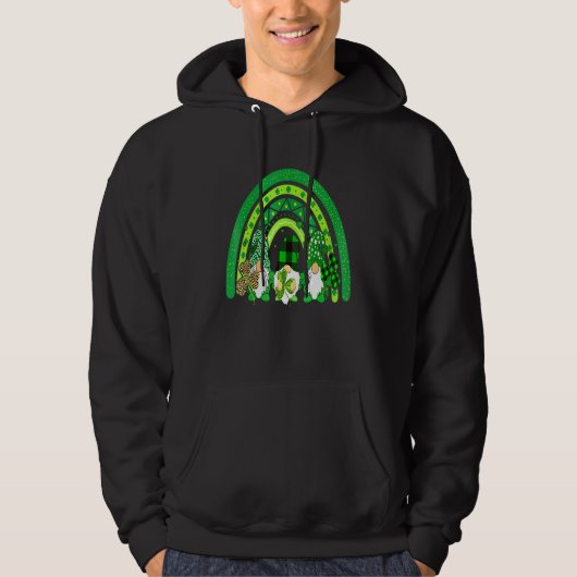 Happy St Patrick S Day Gnomes Rainbow Lucky Clover Hoodie (Voorkant)