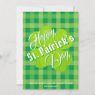 Happy St. Patrick\s Day Green Tartan Lucky Clover