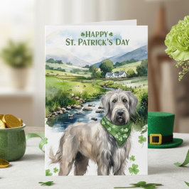 Happy St. Patrick’s Day Irish Wolfhound Watercolor Kaart