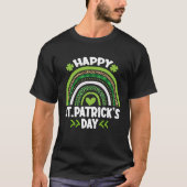Happy St Patrick s Day Leopard Print Rainbow Shamr T-shirt (Voorkant)
