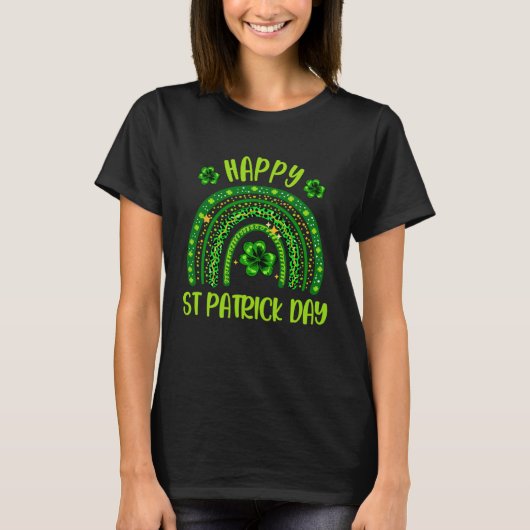 Happy St Patrick s Day Lucky Shamrocks Rainbow Cel T-shirt (Voorkant)