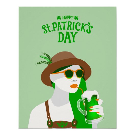 Happy St. Patrick’s Day Modern Green Poster (Voorkant)