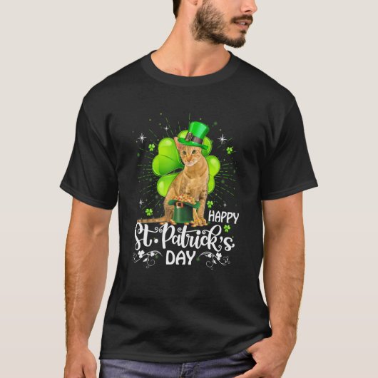 Happy St Patrick S Day Oriental Cat Shamrock Lucky T-shirt (Voorkant)