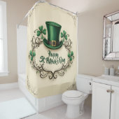 Happy St. Patrick’s Day Shamrock Design Douchegordijn (In situ)