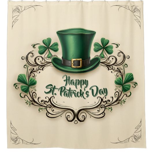 Happy St. Patrick’s Day Shamrock Design Douchegordijn (Voorkant)