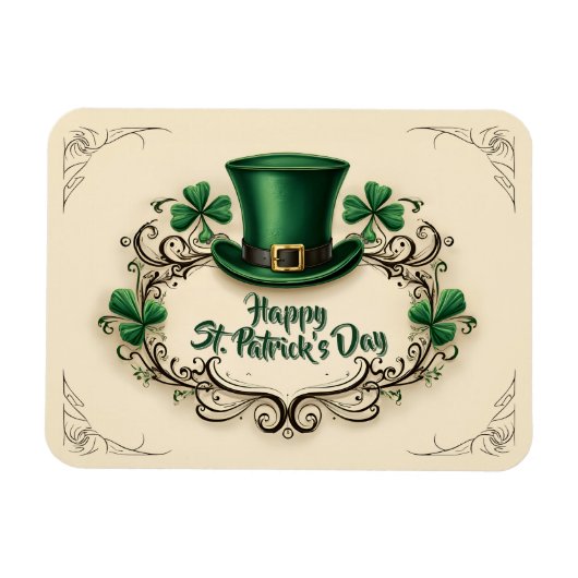 Happy St. Patrick’s Day Shamrock Design Magneet (Horizontaal)
