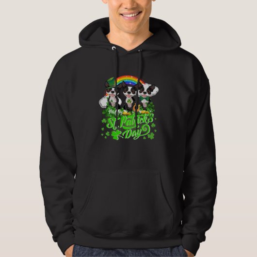 Happy St Patrick s Day Shamrock Leprechaun Boston Hoodie (Voorkant)