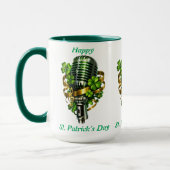 Happy St. Patrick’s Day Shamrock & Microphone Mok (Links)