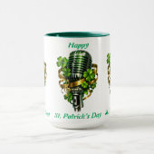Happy St. Patrick’s Day Shamrock & Microphone Mok (Midden)
