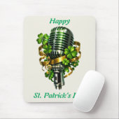 Happy St. Patrick’s Day Shamrock & Microphone Muismat (Met muis)