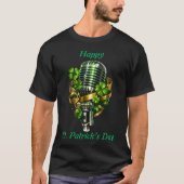 Happy St. Patrick’s Day Shamrock & Microphone T-shirt (Voorkant)