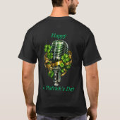 Happy St. Patrick’s Day Shamrock & Microphone T-shirt (Achterkant)