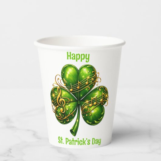 Happy St. Patrick’s Day Shamrock Music Papieren Bekers (Voorkant)