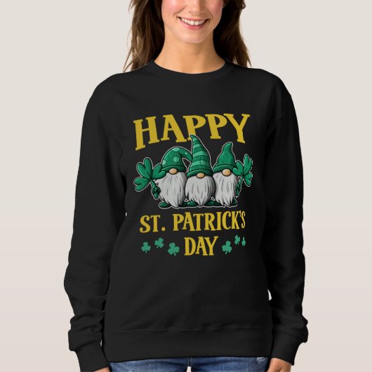 Happy St Patrick s Day Three Gnomes Truck St Patri Trui (Voorkant)