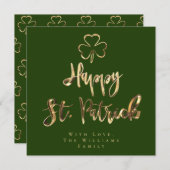 Happy St. Patrick Shamrock Clover Elegant Green Feestdagenkaart (Voorkant / Achterkant)