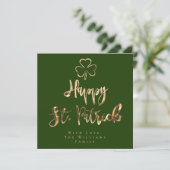Happy St. Patrick Shamrock Clover Elegant Green Feestdagenkaart (Staand voorkant)