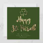 Happy St. Patrick Shamrock Clover Elegant Green Feestdagenkaart (Voorkant)