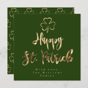 Happy St. Patrick Shamrock Clover Elegant Green Feestdagenkaart