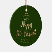 Happy St. Patrick Shamrock Clover Elegant Green Keramisch Ornament (Rechts)