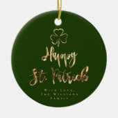 Happy St. Patrick Shamrock Clover Elegant Green Keramisch Ornament (Voorkant)