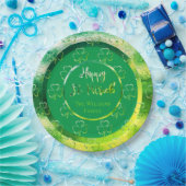 Happy St. Patrick Shamrock Green Clovers Iers Papieren Bordje (Feest)