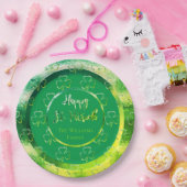 Happy St. Patrick Shamrock Green Clovers Iers Papieren Bordje (Feest)