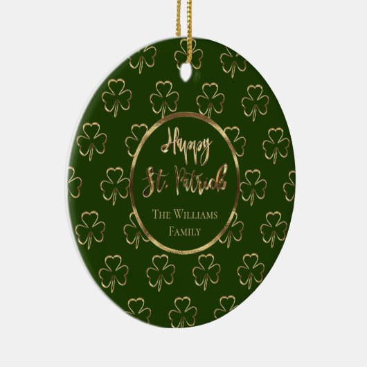 Happy St. Patrick Shamrocks Green Clovers Irish Keramisch Ornament (Rechts)