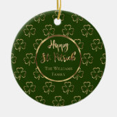 Happy St. Patrick Shamrocks Green Clovers Irish Keramisch Ornament (Voorkant)