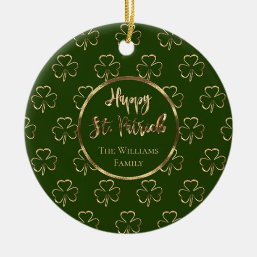 Happy St. Patrick Shamrocks Green Clovers Irish Keramisch Ornament (Voorkant)