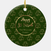 Happy St. Patrick Shamrocks Green Clovers Irish Keramisch Ornament (Achterkant)