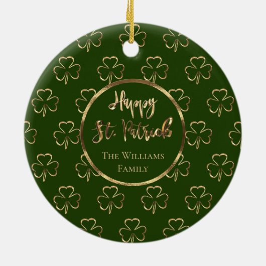 Happy St. Patrick Shamrocks Green Clovers Irish Keramisch Ornament (Achterkant)