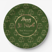Happy St. Patrick Shamrocks Green Clovers Irish Papieren Bordje (Voorkant)