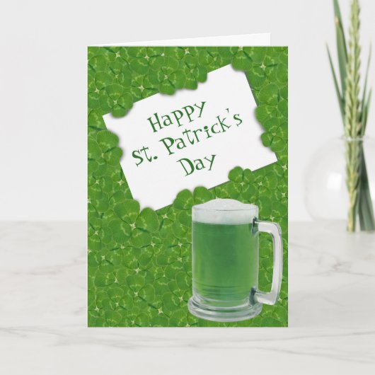 Happy St. Patrick's Beer and Four-leaf Clovers Kaart (Voorkant)