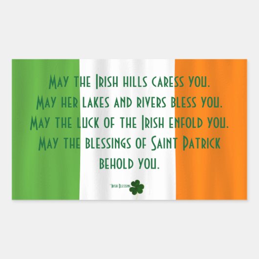 Happy St. Patrick's Blessing Ierse vlag Shamrock Rechthoekige Sticker (Voorkant)