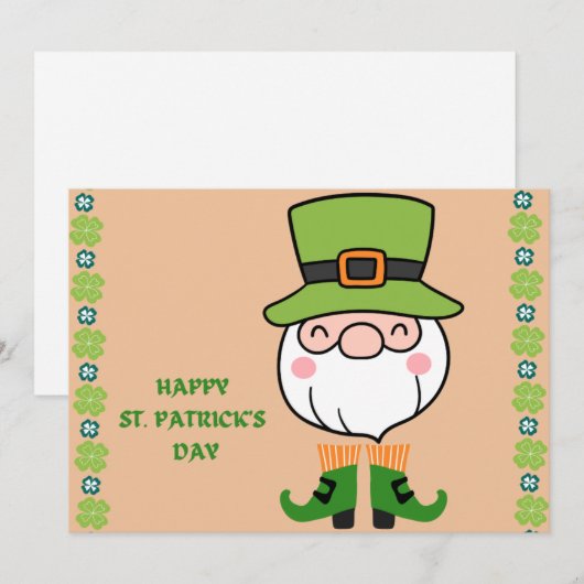 HAPPY ST. PATRICK'S DAG Leprechaun Notitiekaartje (Voorkant / Achterkant)
