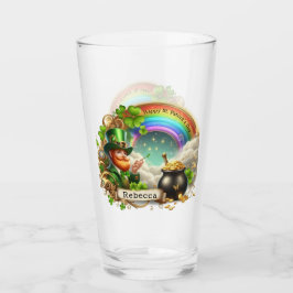 Happy St Patricks Dag Leprechaun, Regenboog Glas