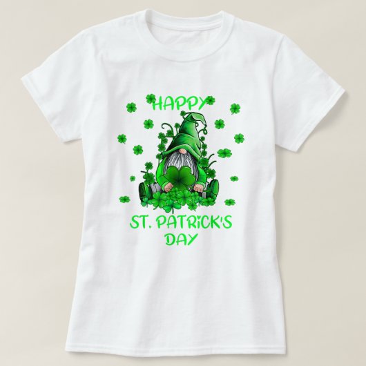 Happy St. Patricks Dag Schattige Gnome T-shirt (Design voorkant)