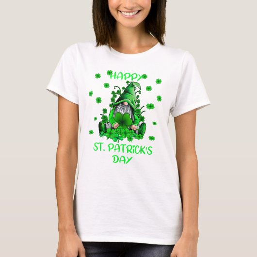 Happy St. Patricks Dag Schattige Gnome T-shirt (Voorkant)