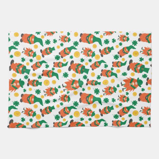 HAPPY ST. PATRICK'S DAG Shamrock Pattern Theedoek (Horizontaal)