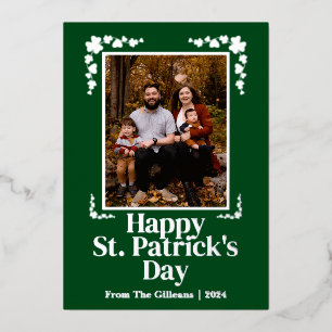 Happy St patricks dag Shamrocks Familie 1 Foto Foi Folie Feestdagenkaart