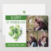 Happy St. patrick's dag Shamrocks familie 3 foto Feestdagenkaart (Voorkant / Achterkant)