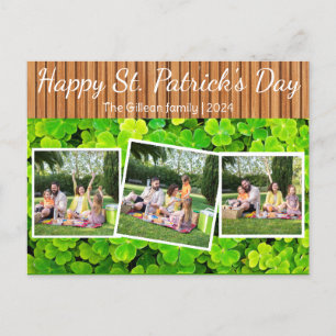 Happy St. patrick's dag Shamrocks familie 3 foto Feestdagenkaart