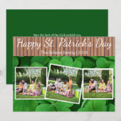 Happy St. patrick's dag Shamrocks familie 3 foto Feestdagenkaart (Voorkant / Achterkant)