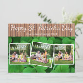 Happy St. patrick's dag Shamrocks familie 3 foto Feestdagenkaart (Staand voorkant)