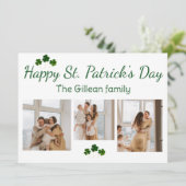 Happy St. patrick's dag Shamrocks familie 3 foto Feestdagenkaart (Staand voorkant)