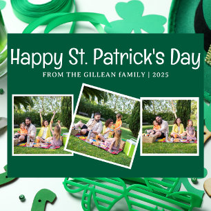 Happy St. patrick's dag Shamrocks familie 3 foto Feestdagenkaart